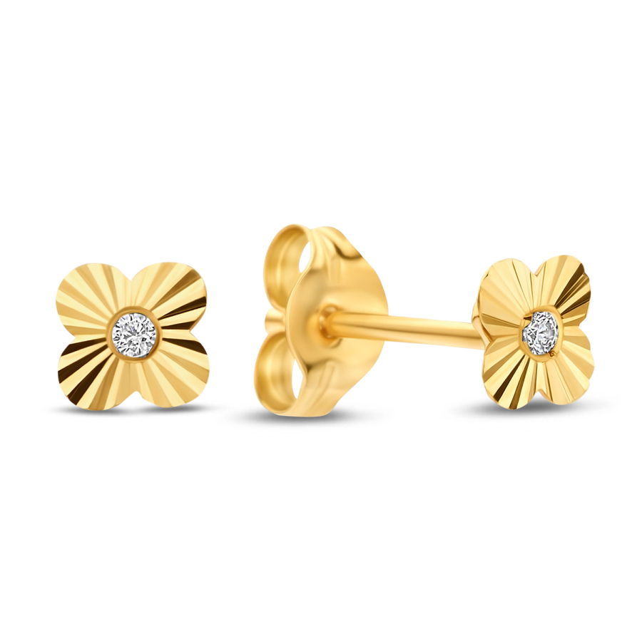 Ohrstecker Blume mit Zirkonia Gold 585/000