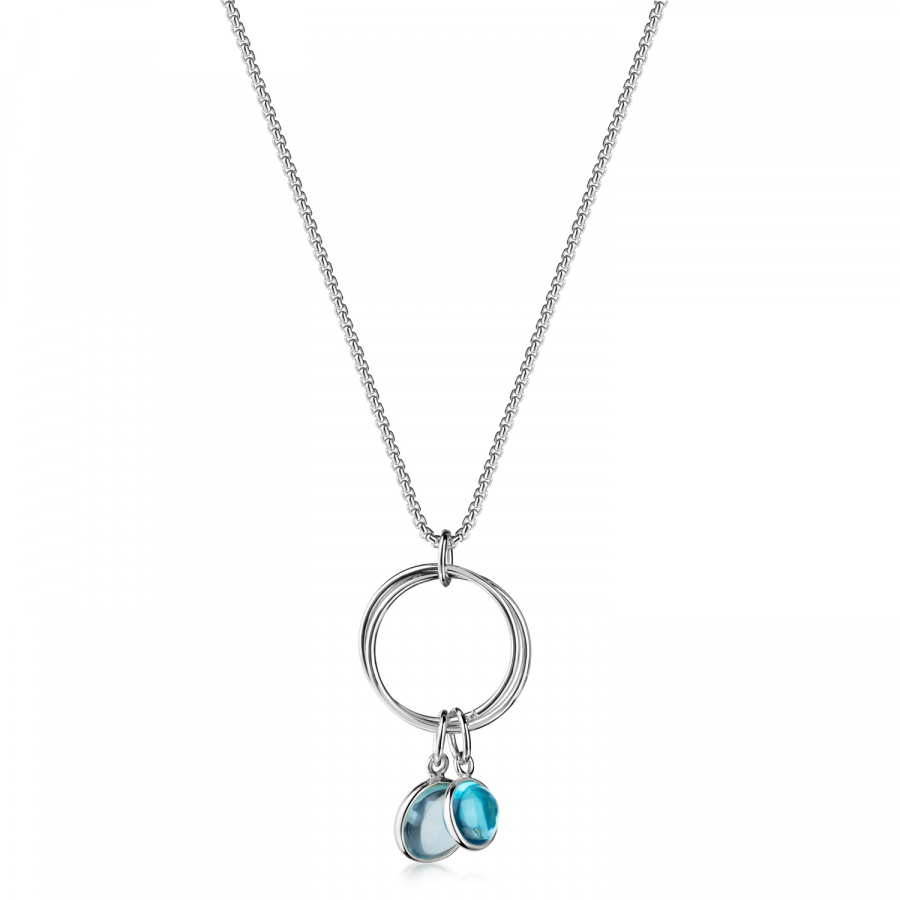 Collier mit blauen Quarz Cabochon Silber 925/000