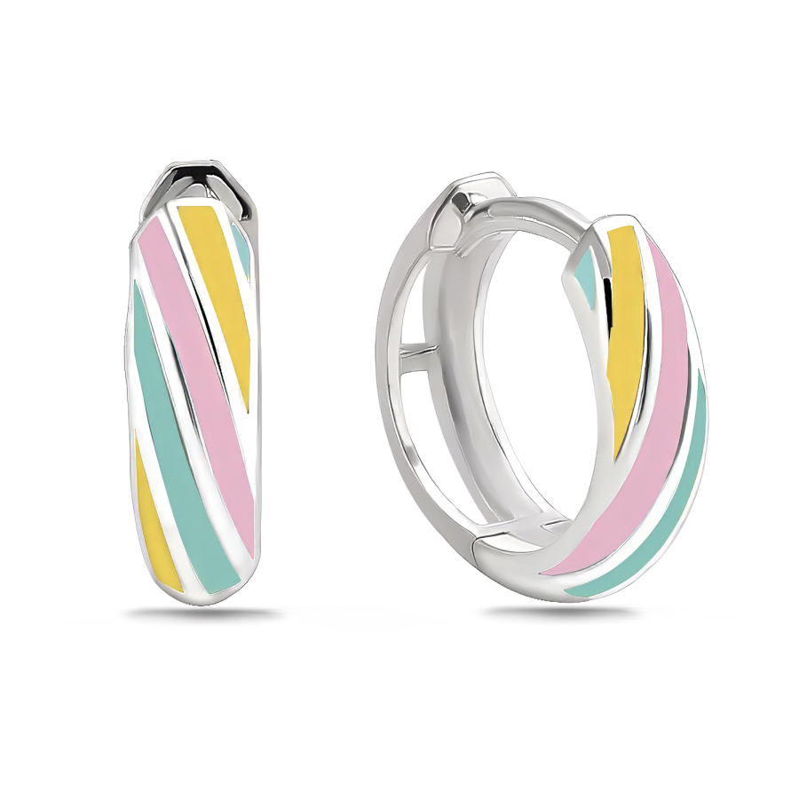 Klappcreolen Ø 12,5mm Lack bunt Silber 925/000 rhodiniert