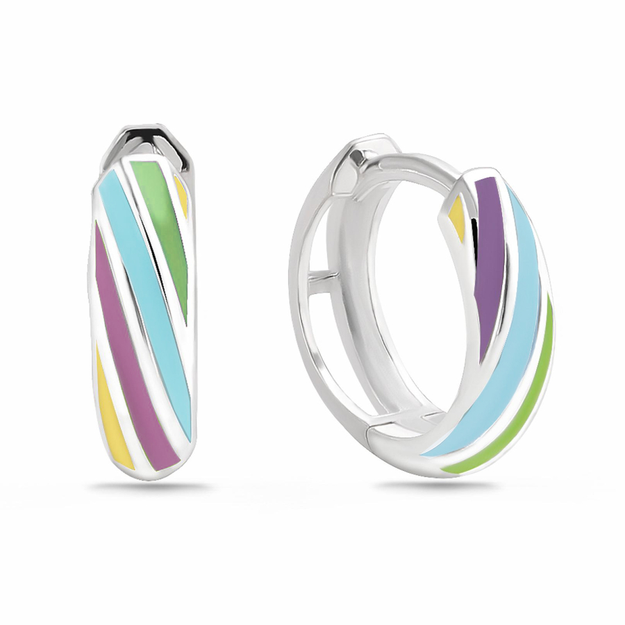 Klappcreolen Ø 12,5mm Lack bunt Silber 925/000 rhodiniert