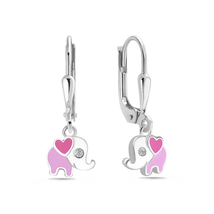 Ohrhänger Elefant Zirkonia Lack bunt Silber 925/000 rhodiniert