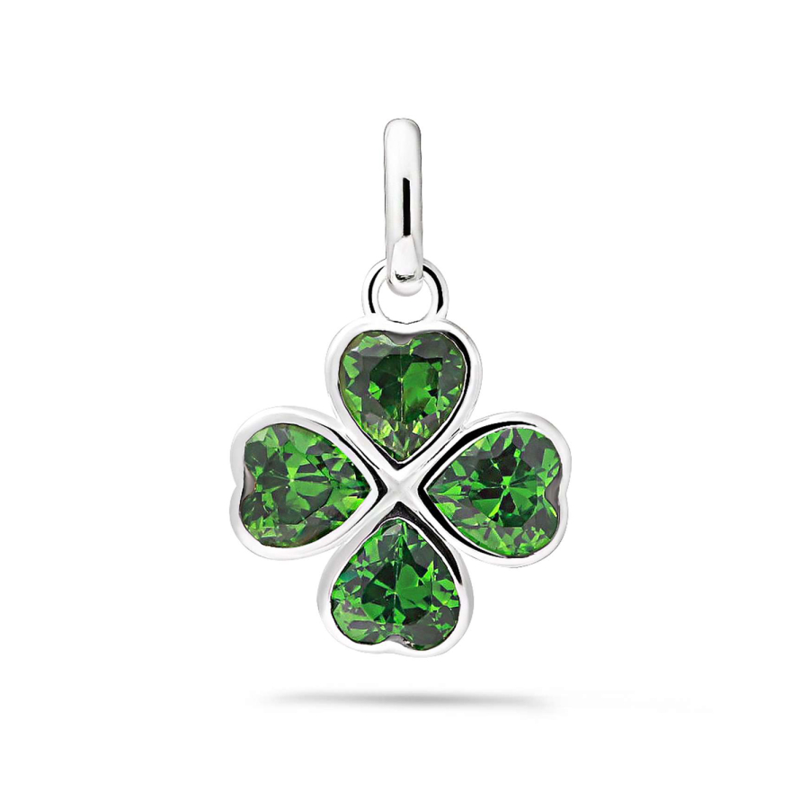 Anhänger Kleeblatt Herzen Zirkonia grün Silber 925/000 rhodiniert