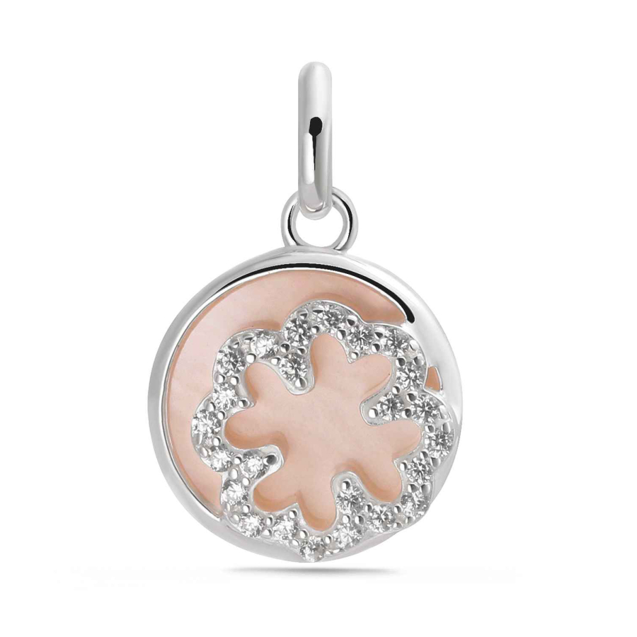 Anhänger Kleeblatt Ø11mm mit Perlmutt Silber 925/000 rhodiniert