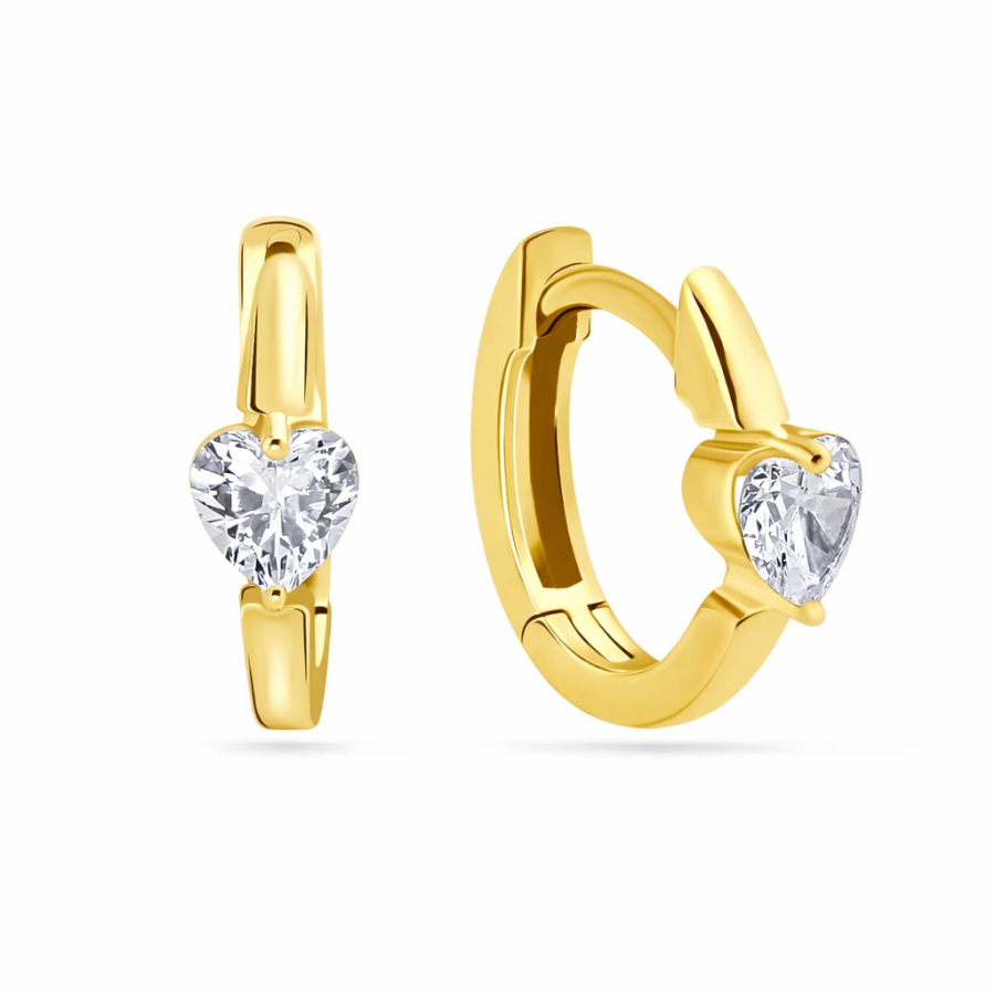 Klappcreolen Ø 12mm Herz Zirkonia Silber 925/000 vergoldet