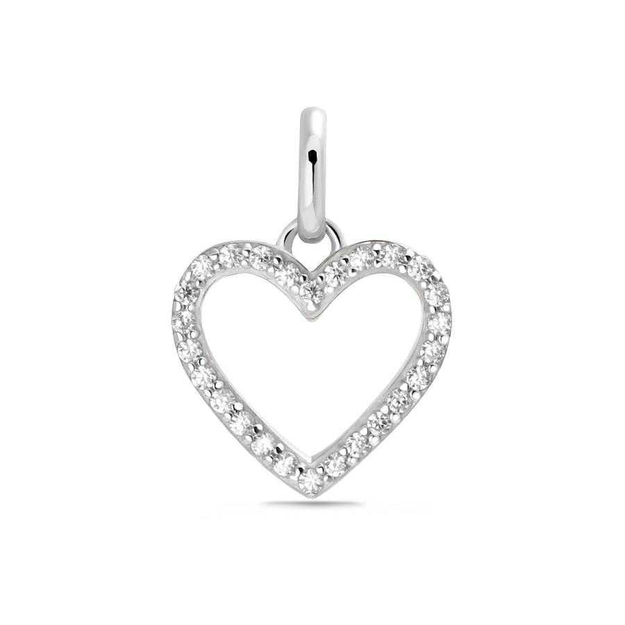 Anhänger Herz 11mm 26 Zirkonia Silber 925/000 rhodiniert