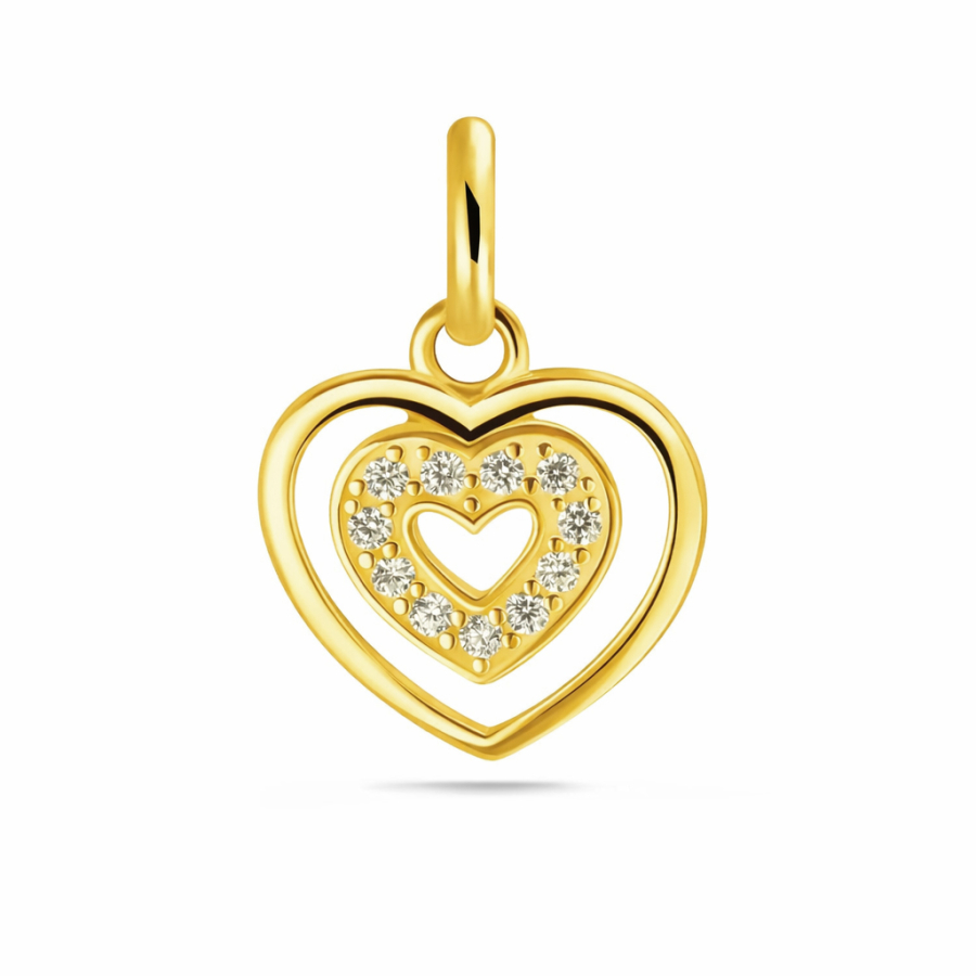 Anhänger Herz 10mm 11 Zirkonia Silber 925/000 vergoldet
