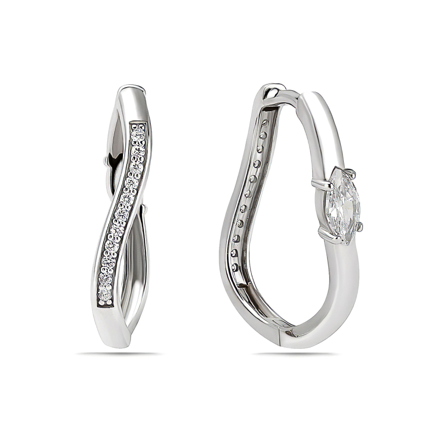 Klappcreolen wendbar 19x15mm 24 Zirkonia Silber 925/000 rhodiniert