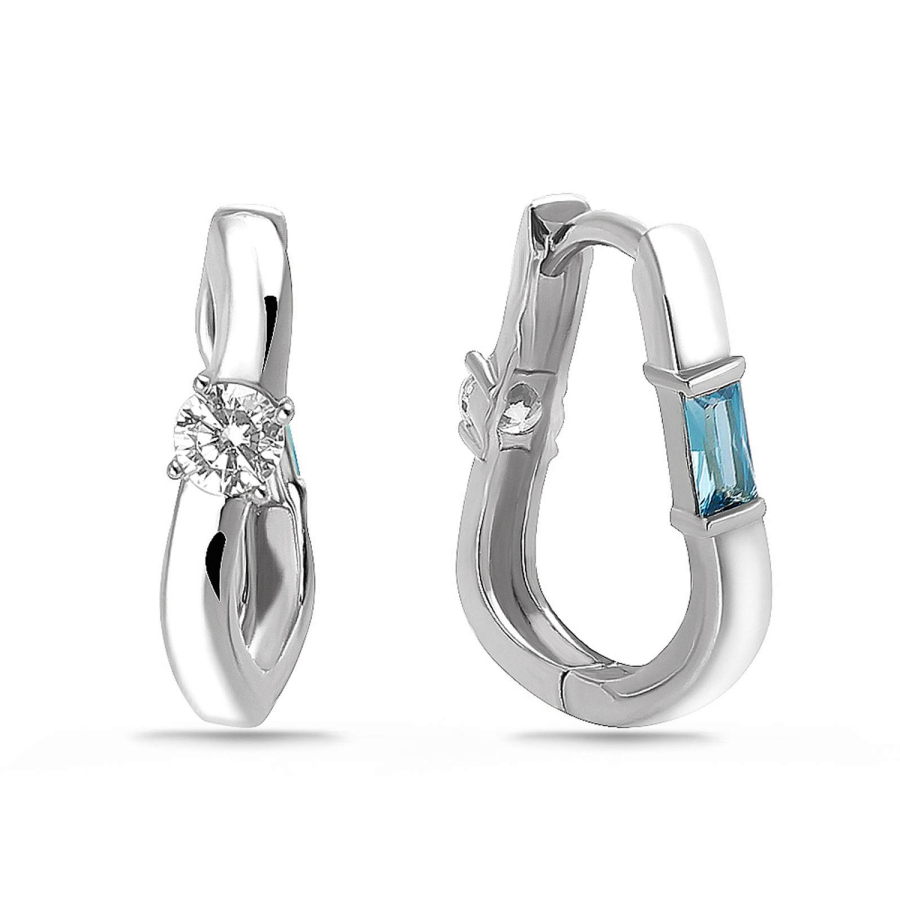 Klappcreolen wendbar 14x12mm 2 farbige Zirkonia Silber 925/000 rhodiniert