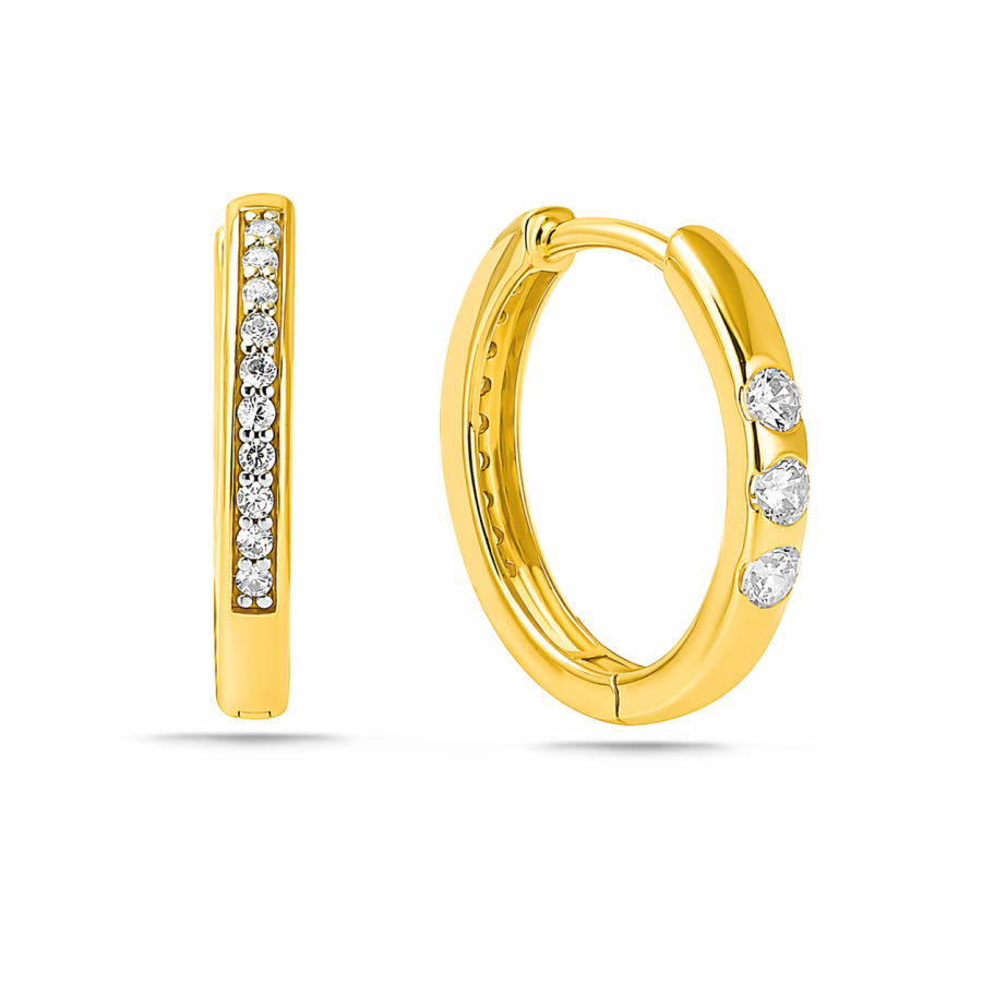 Klappcreolen wendbar Ø15mm 26 Zirkonia Silber 925/000 vergoldet