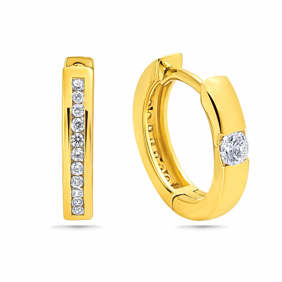 Klappcreolen wendbar Ø 12,5mm 24 Zirkonia Silber 925/000 vergoldet