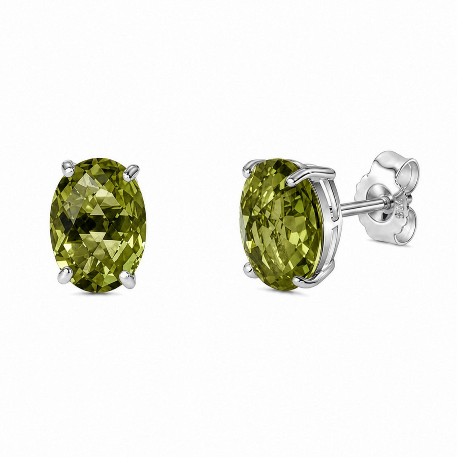 Ohrstecker Zirkonia olive Silber 925/000 rhodiniert