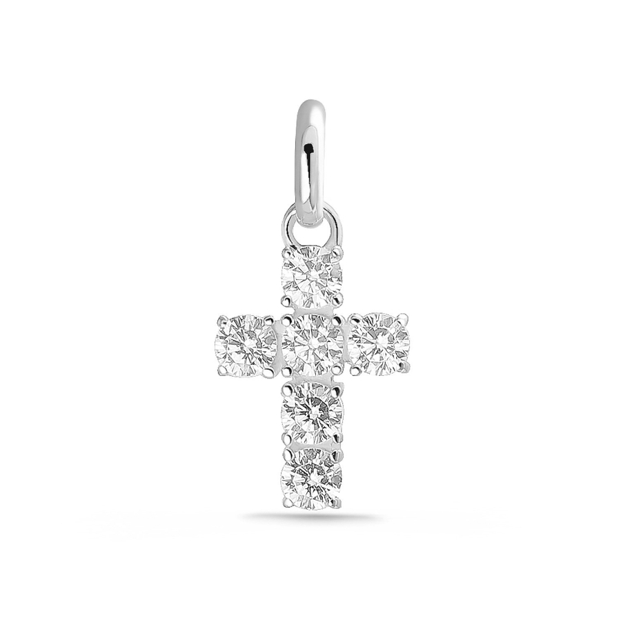 Anhänger Kreuz 11mm 6 Zirkonia Silber 925/000 rhodiniert