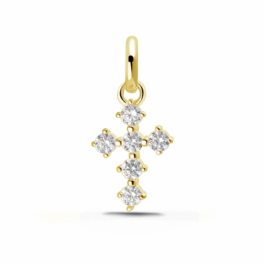 Anhänger Kreuz 10,5mm 6 Zirkonia Silber 925/000 vergoldet