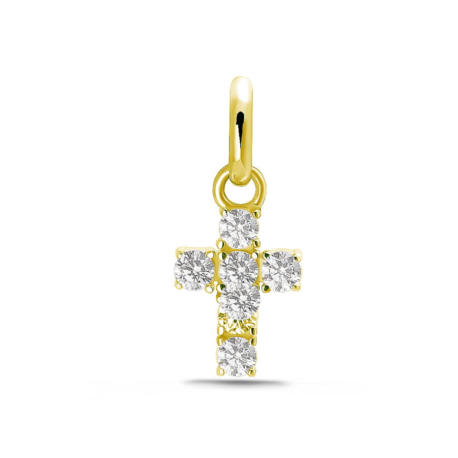 Anhänger Kreuz 8,5mm 6 Zirkonia Silber 925/000 vergoldet