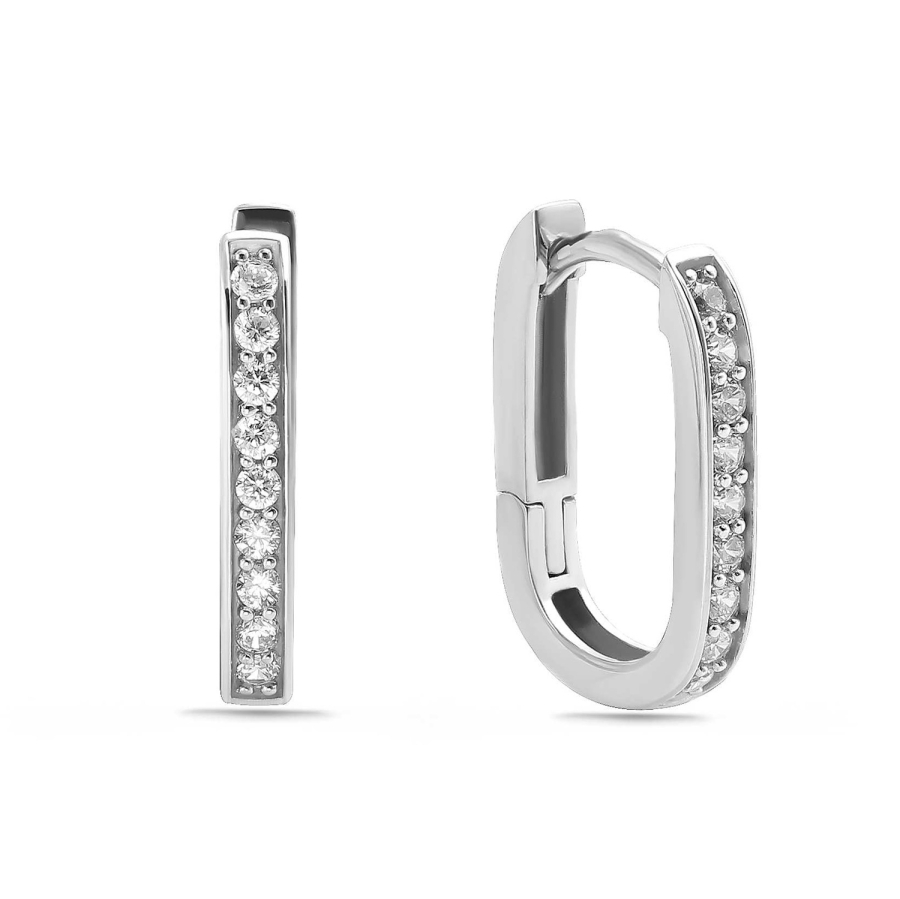 Klappcreolen 15x10mm 18 Zirkonia Silber 925/000 rhodiniert