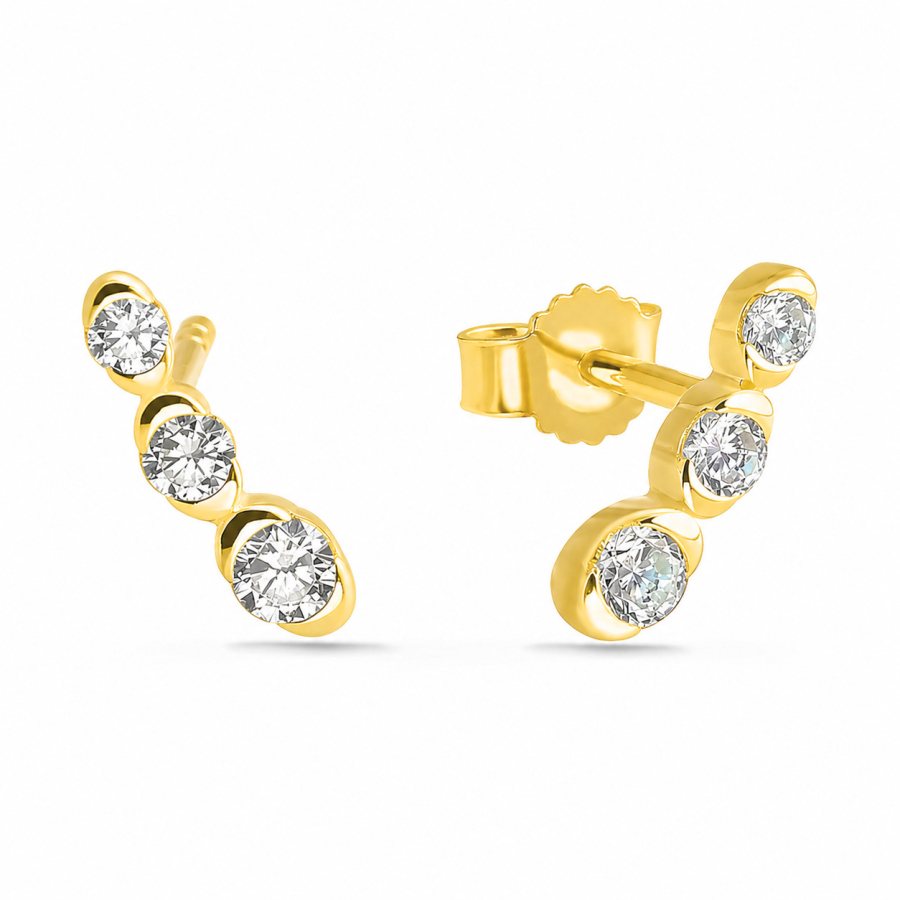 Ohrstecker 6 Zirkonia Silber 925/000 vergoldet