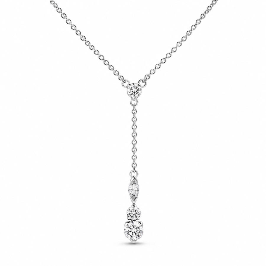 Y-Collier 45/42cm mit 4 Zirkonia Silber 925/000 rhodiniert