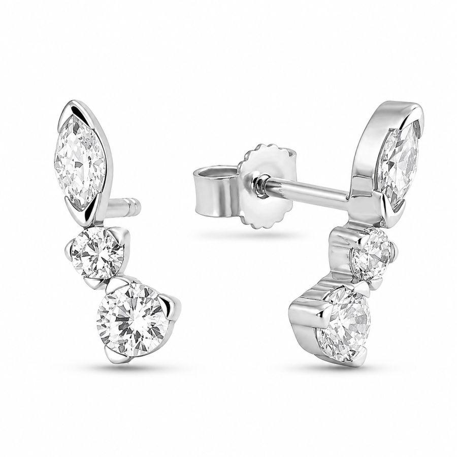 Ohrstecker 6 Zirkonia Silber 925/000 rhodiniert