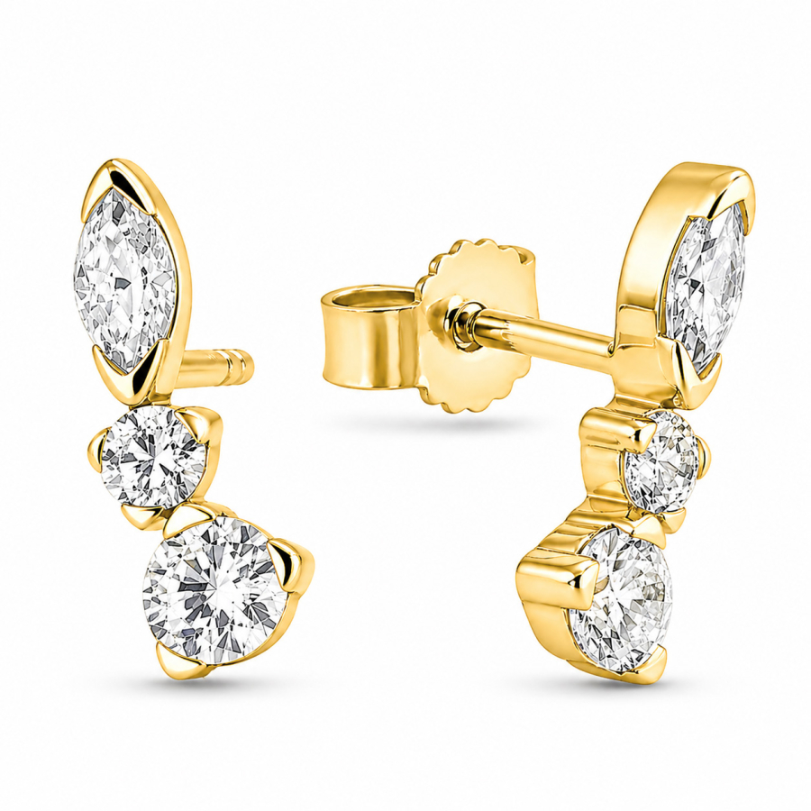 Ohrstecker 6 Zirkonia Silber 925/000 vergoldet