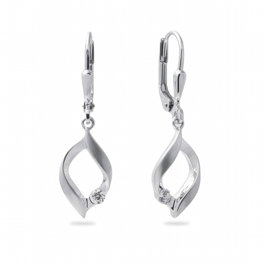 Ohrhänger teilmattiert Zirkonia Silber 925/000 rhodiniert