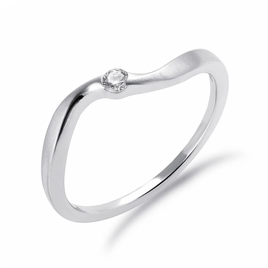 Ring teilmattiert Zirkonia Silber 925/000 rhodiniert