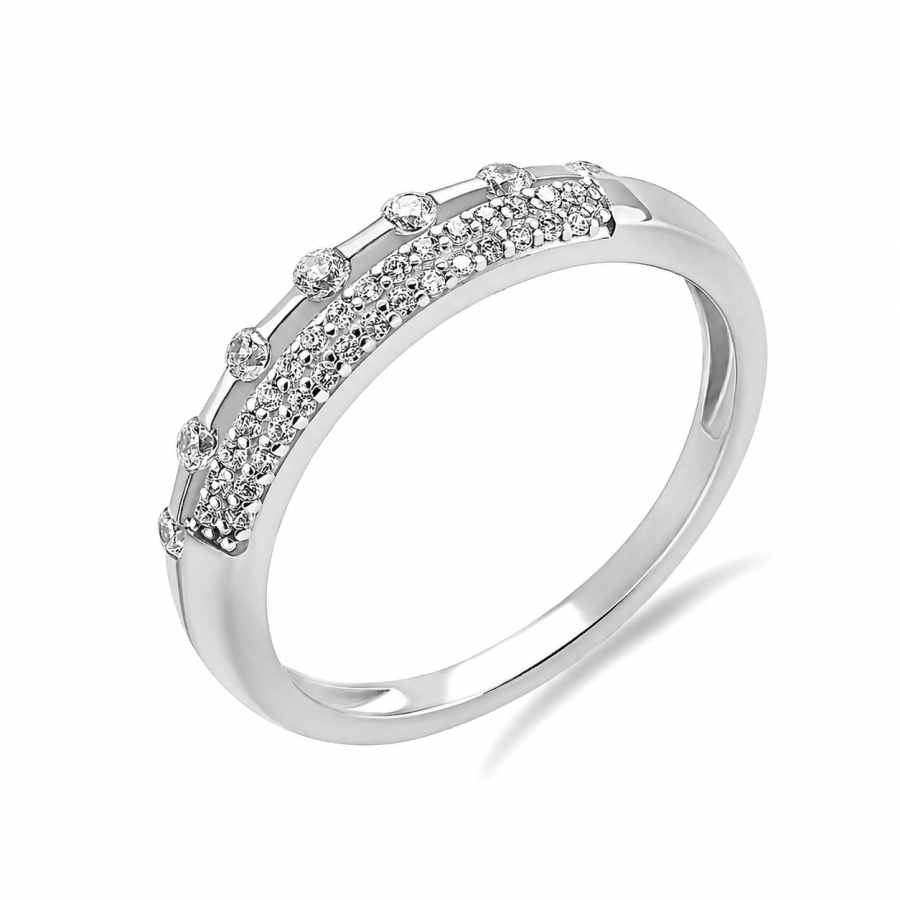 Ring 38 Zirkonia Silber 925/000 rhodiniert