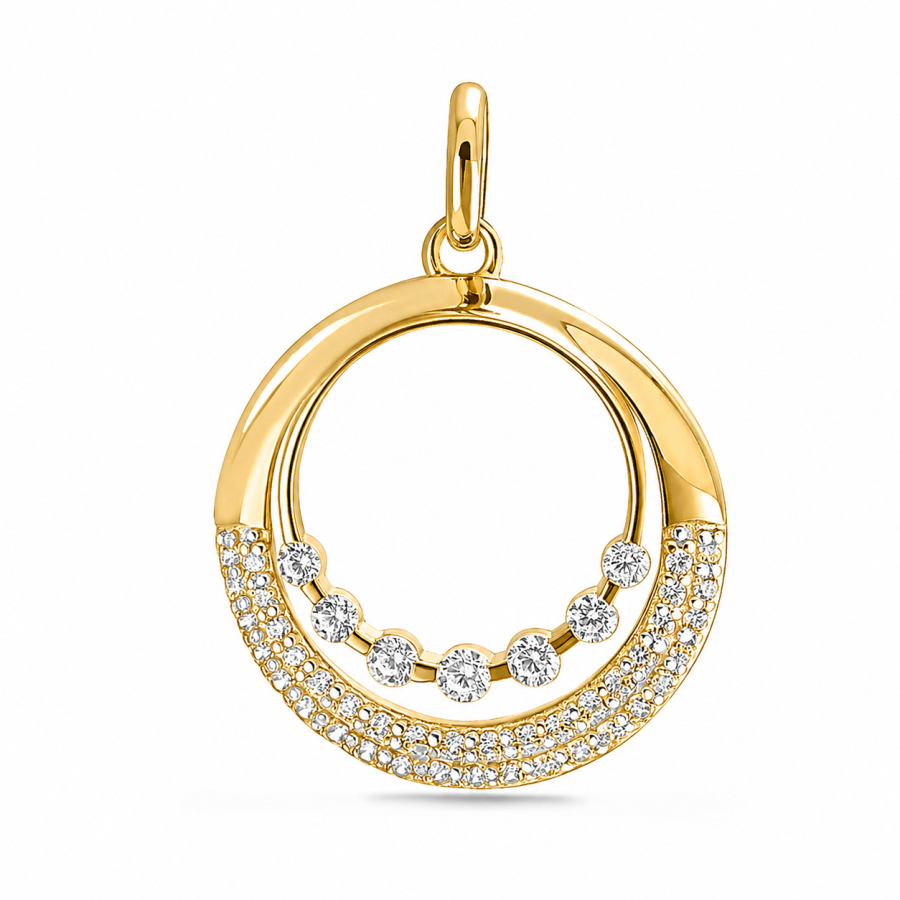 Anhänger Ø 17mm 46 Zirkonia Silber 925/000 vergoldet