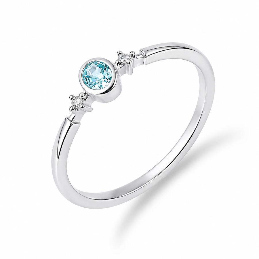 Ring 3 Zirkonia weiß & aqua Silber 925/000 rhodiniert