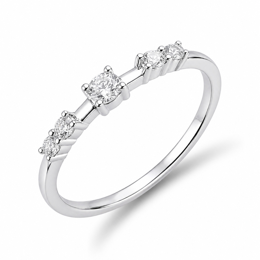 Ring 5 Zirkonia weiß Silber 925/000 rhodiniert