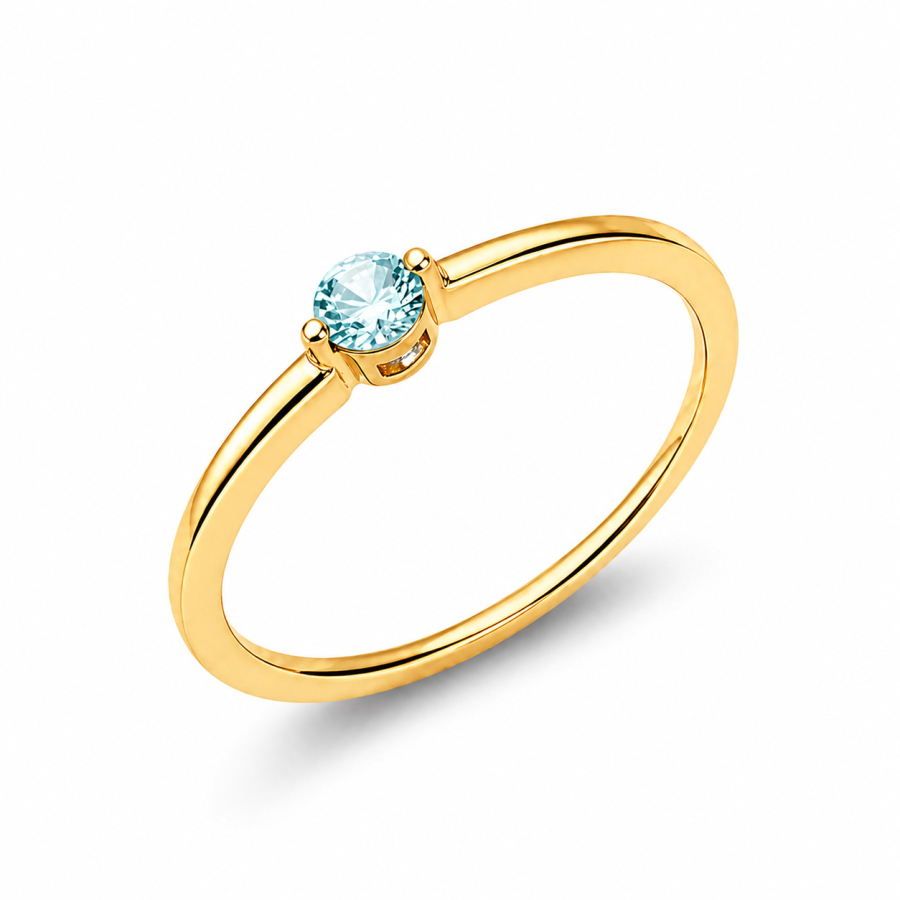 Ring Zirkonia aqua Silber 925/000 vergoldet