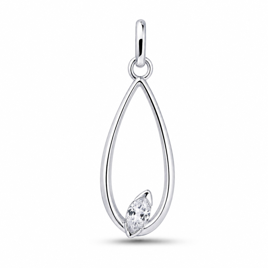 Anhänger Zirkonia Navette Silber 925/000 rhodiniert