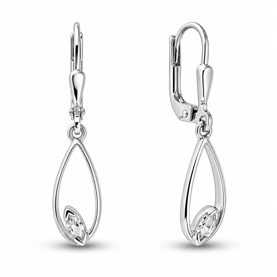 Ohrhänger Zirkonia Navette Silber 925/000 rhodiniert