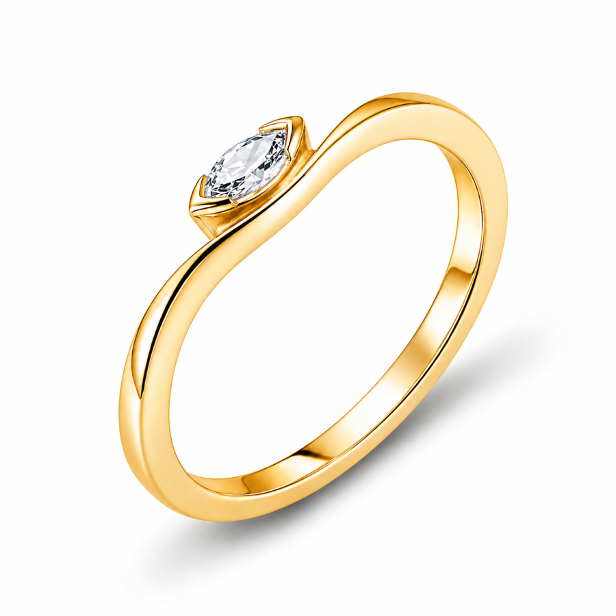 Ring Zirkonia Navette Silber 925/000 vergoldet