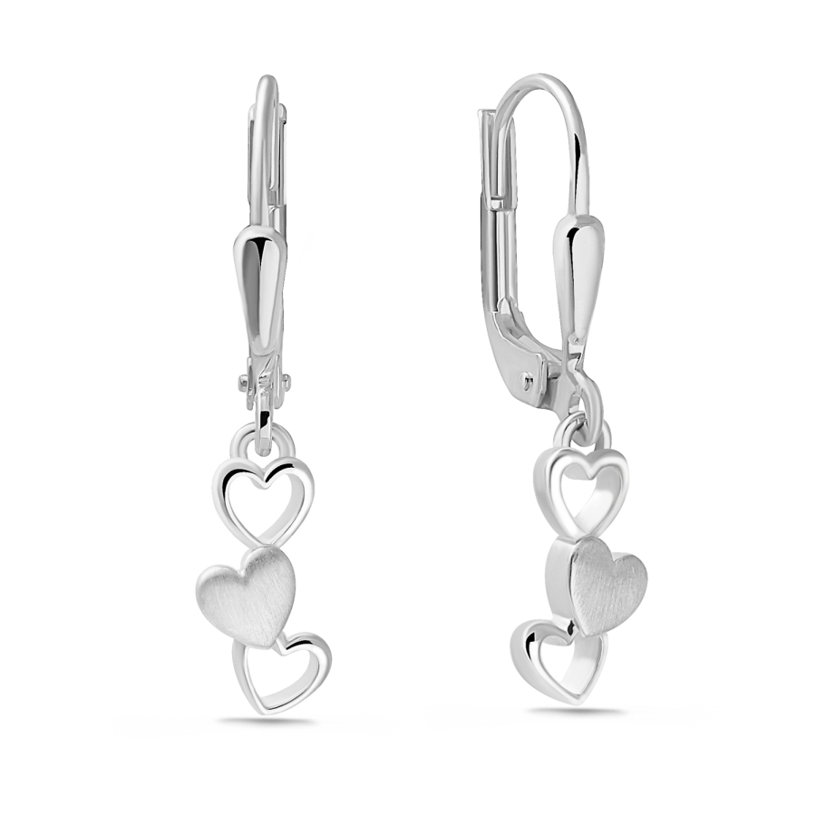 Ohrhänger Herz an Herz teilmattiert Silber 925/000 rhodiniert