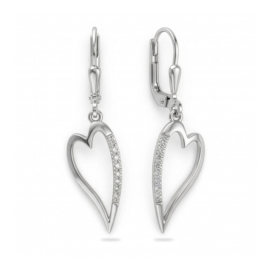 Ohrhänger Herz 16 Zirkonia Silber 925/000 rhodiniert