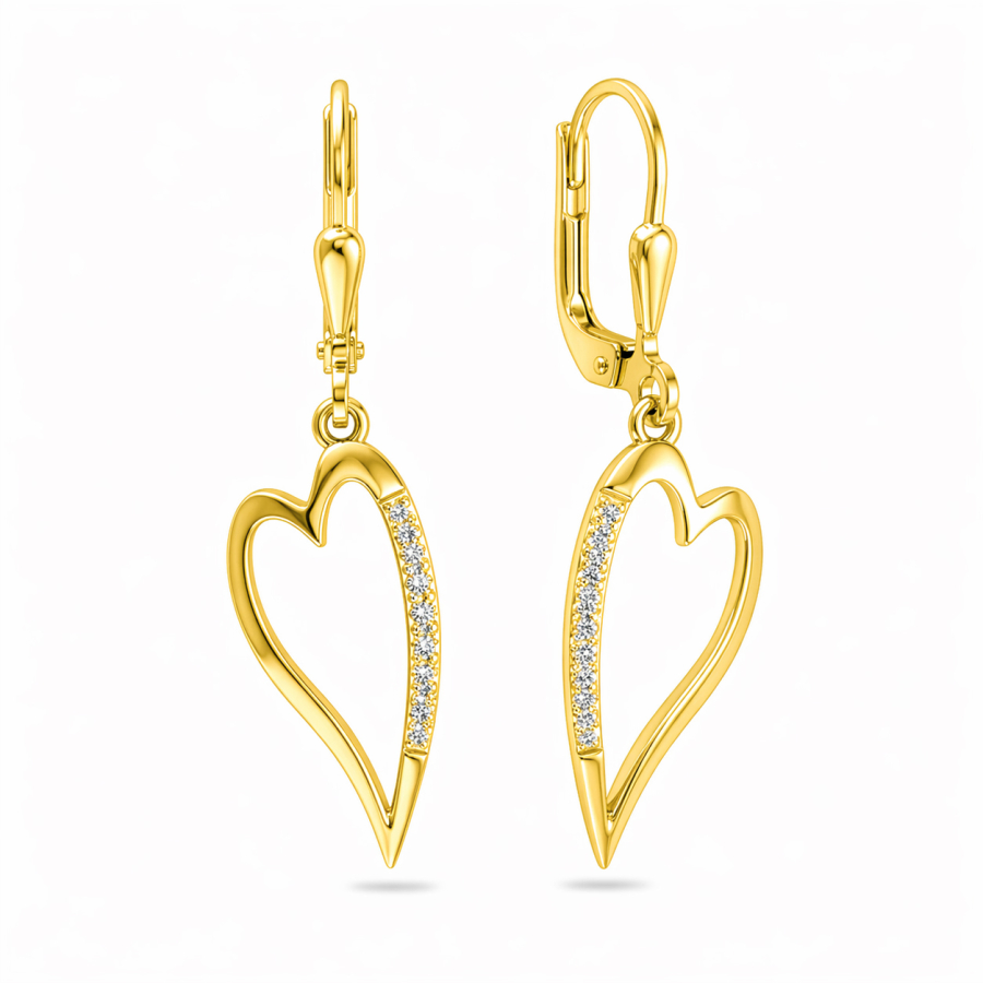 Ohrhänger Herz 16 Zirkonia Silber 925/000 vergoldet