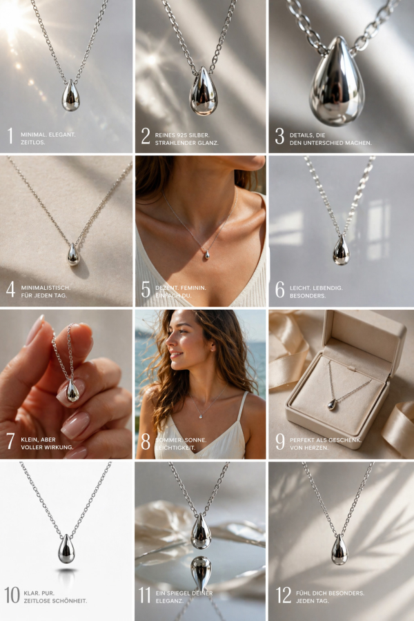 Collier 45/42cm mit Anhänger Drop Silber 925/000 rhodiniert