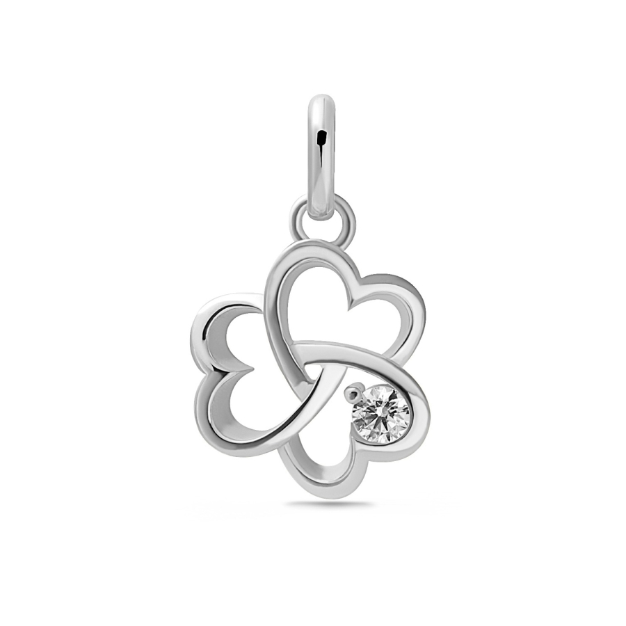 Anhänger Kleeblatt Herzen Zirkonia 10mm Silber 925/000 rhodiniert