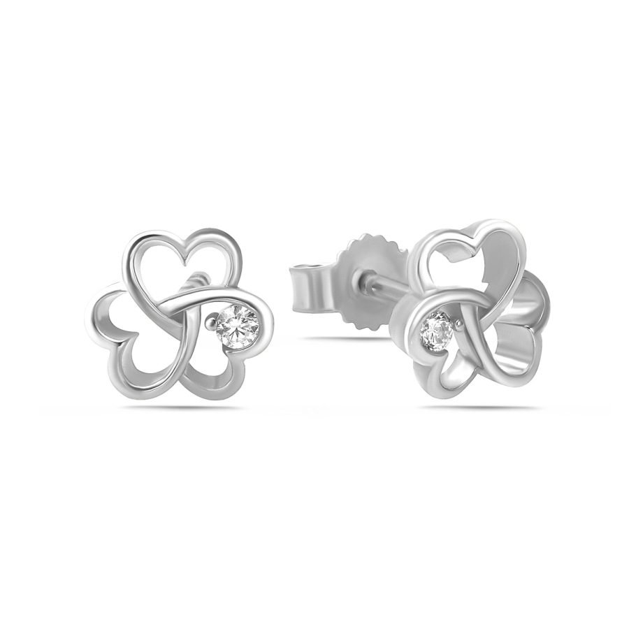 Ohrstecker Kleeblatt Herzen Zirkonia 7mm Silber 925/000 rhodiniert