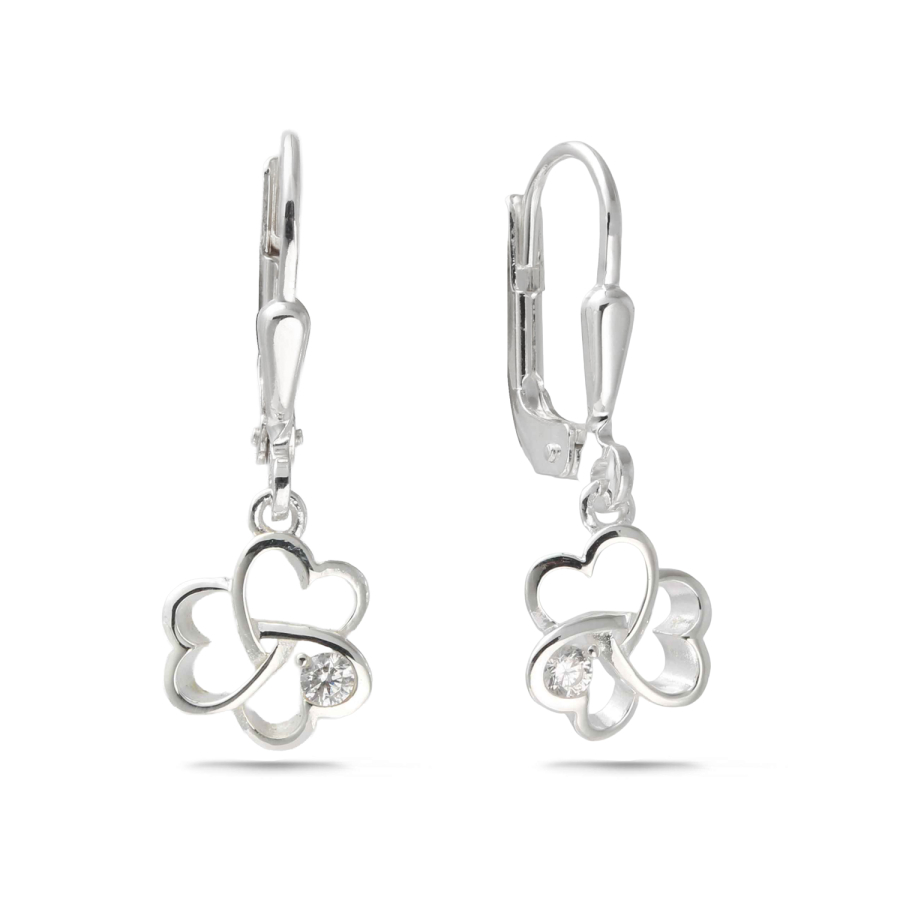 Ohrhänger Kleeblatt Herzen Zirkonia 7,5mm Silber 925/000 rhodiniert