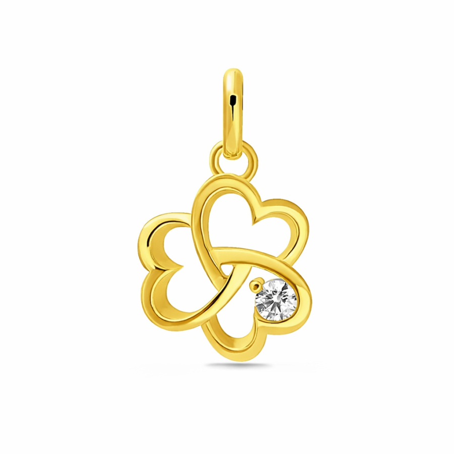 Anhänger Kleeblatt Herzen Zirkonia 10mm Silber 925/000 vergoldet