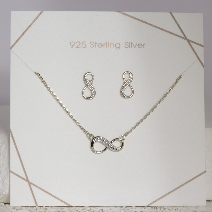 Set Collier & Ohrstecker Endless Silber 925/000 rhodiniert