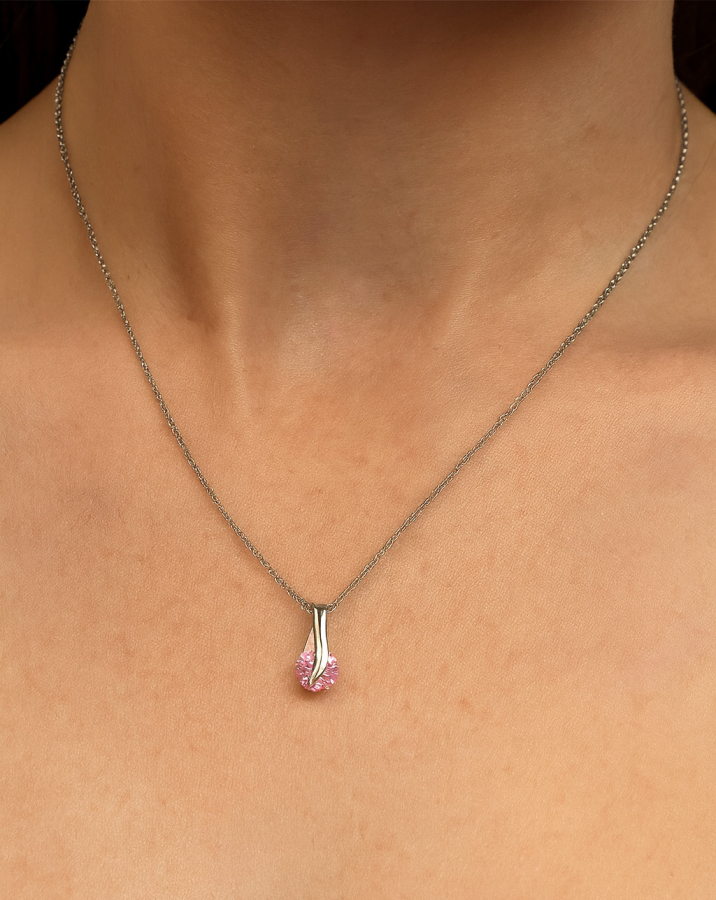 Collier mit Anhänger Zirkonia Ø 5mm rosé Silber 925/000