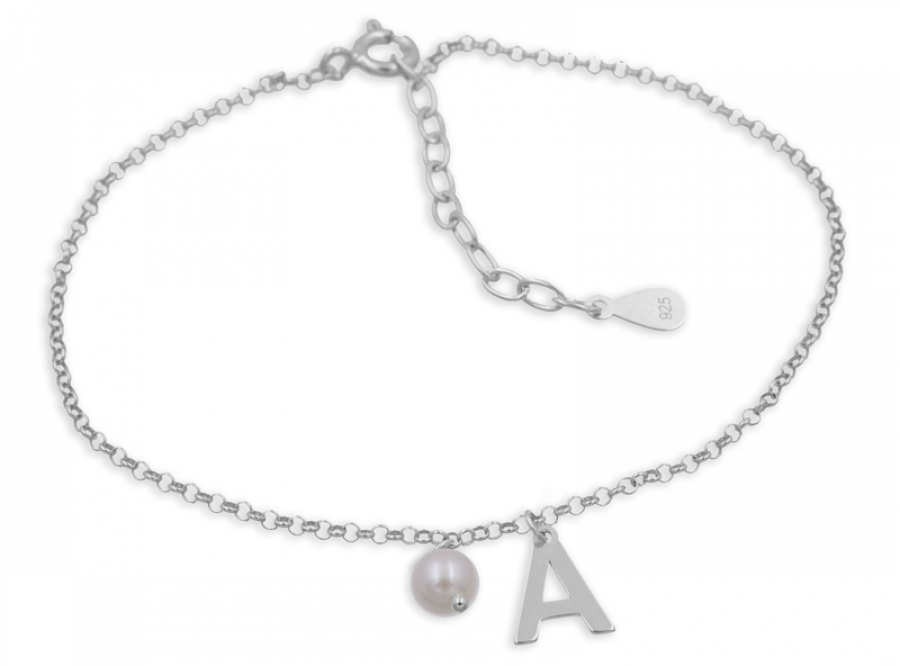 Armband mit Buchstabe & Süßwasserzuchtperle Silber 925/000