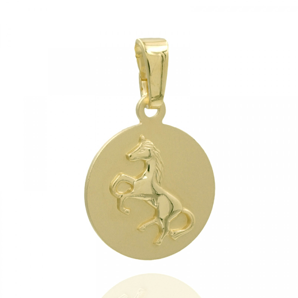 Anhänger rund mit Pferdemotiv Silber 925/000 vergoldet