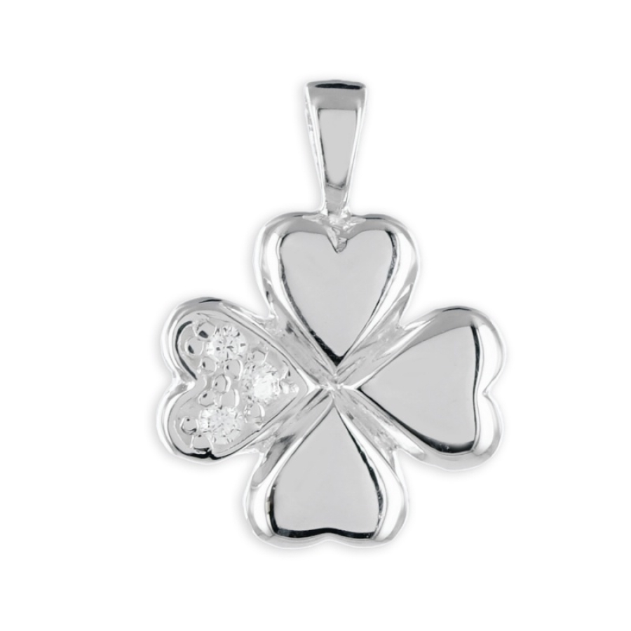 Anhänger Kleeblatt mit 3 Zirkonia Silber 925/000