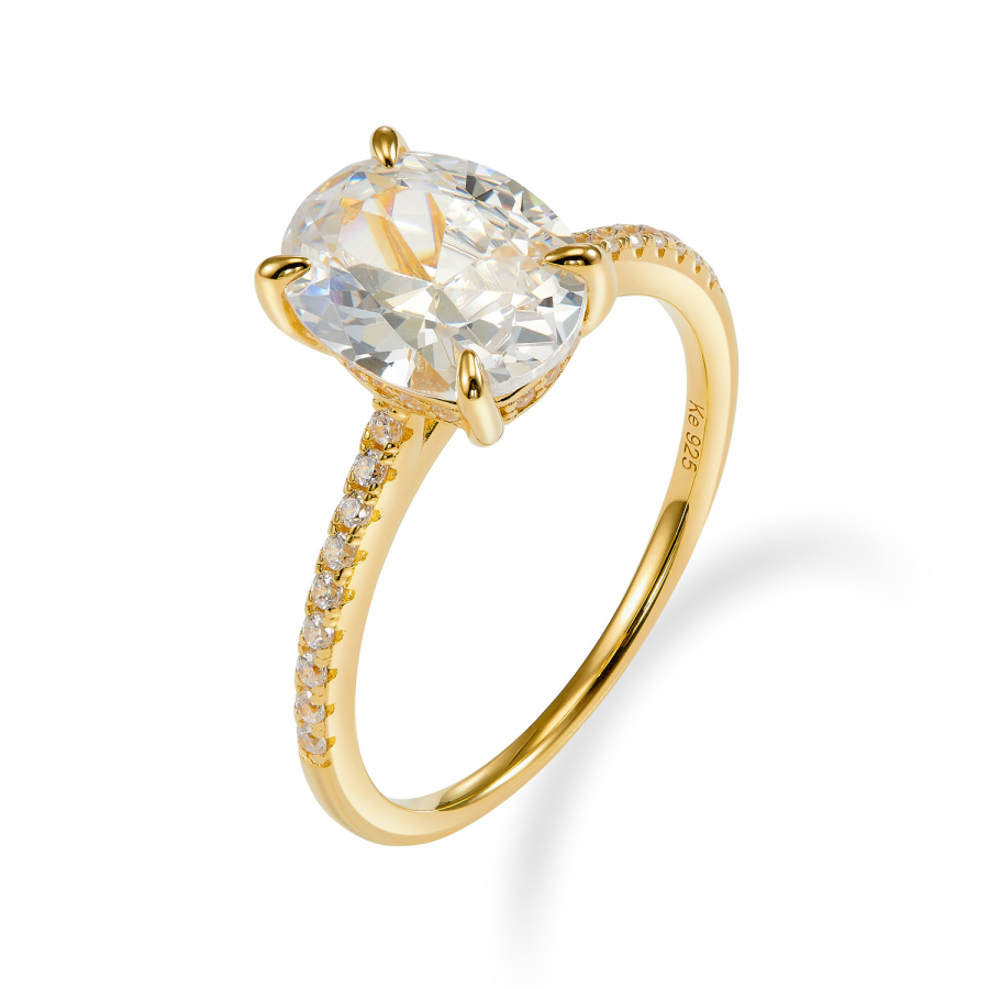 Damenring mit 35 Zirkonia Silber 925/000 vergoldet