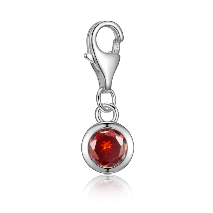 Charm Zirkonia 5mm rot Silber 925/000