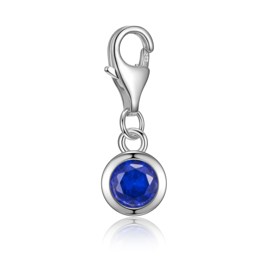 Charm Zirkonia 5mm blau Silber 925/000