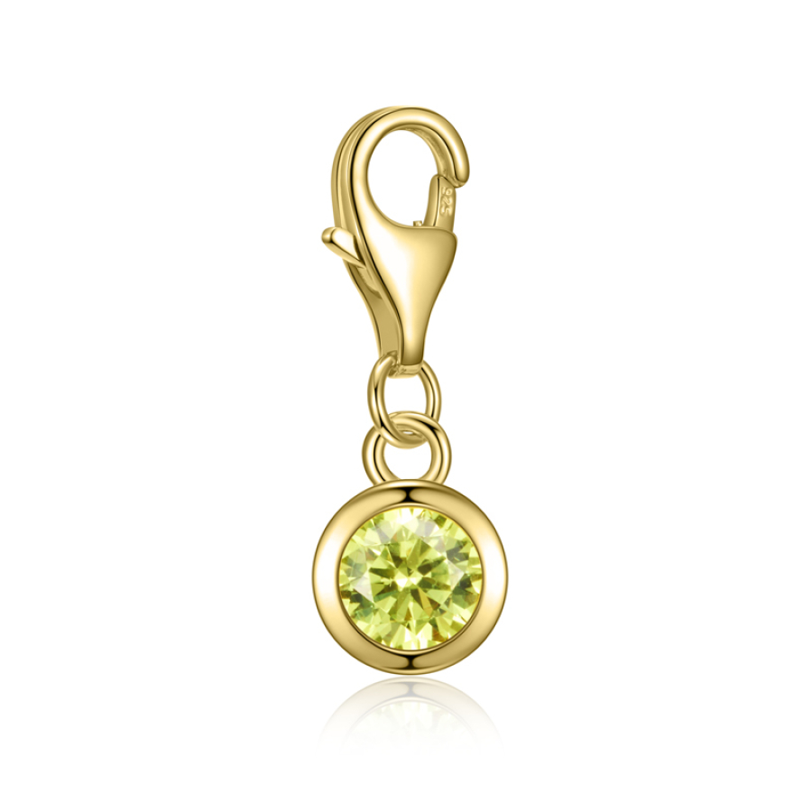 Charm Zirkonia 5mm peridot Silber 925/000 vergoldet